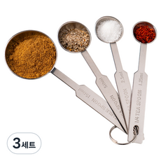 집사람 스텐 계량 실버 스푼 4종 세트, 3세트