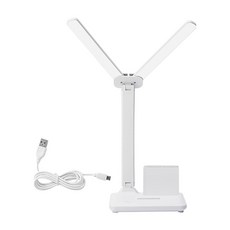 LifeHouse 雙頭LED筆筒檯燈，充電插頭雙用途，無級調光，學生設計，自然光，防藍光，無閃爍, 白色