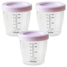 Dailylike Bonbon 嬰兒副食品透明刻度分裝罐, 180ml, 薰衣草紫色, 3個