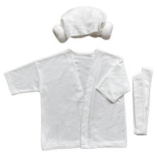韓國 ikii 嬰幼兒柔軟竹纖維浴袍 + 羊角帽 + 腰帶套裝 XS, 1套, 白色