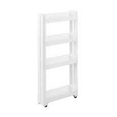 FUDOGIKEN 不動技研 W100 附輪 4層 窄縫收納層架, 88.5 x 45 x 10.5cm, 白色, 1個