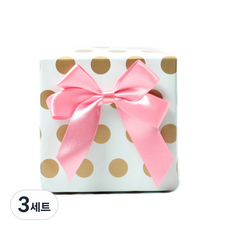 薄荷圓點包裝紙 5入 + 粉紅色雙層成品緞帶 5入, 混合顏色, 3套