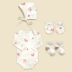 ikii 아동용 오가닉 바디슈트 4종 세트 긴소매