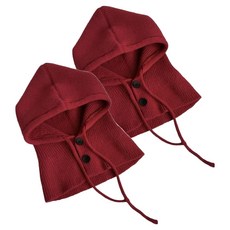 Tommy Shop 簡約設計防寒柔軟針織巴拉克拉瓦頭套, 紅色, 2個