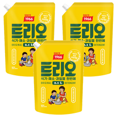 Trio 蔬果碗盤洗潔精補充包 復古包裝 檸檬香, 2.1L, 3包