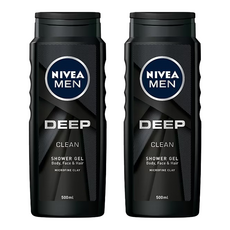NIVEA 妮維雅 MEN 男士清新淨爽沐浴露, 500ml, 2瓶