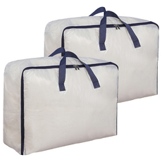 PVC透明手提棉被衣物收納袋 防水尼龍 大容量收納 折疊設計, 2XL(70 x 50 x 30cm), 1入, 2個