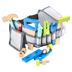 New Classic Toys 玩具 小木匠工具腰帶組, 天然木材與無毒塗料, 適用年齡: 三歲以上, 天空藍, 1組