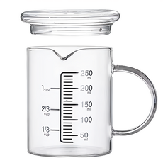 卡特屋 玻璃刻度量杯 耐高低溫-20~100°C 防炸裂 帶舒適把手, 透明, 250ml, 1個