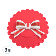 Beatrice 碧翠絲 矽膠防塵杯蓋 食品級矽膠 耐冷耐熱 防塵防漏, 紅底 + 蝴蝶結, 10.5 x 3cm, 3個