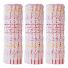 SHING LONG TEXTILE 台灣興隆毛巾 50g 32支經典格紋方巾 純棉, 3條, 顏色隨機