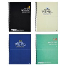 ibis 1/4分格練習筆記本 SP10524 藍色、綠色、黑色、薄荷色 1組, 藍色 + 奶油色 + 黑色 + 薄荷綠, 1套