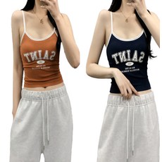 피어니스트 여성용 크롭 탑 끈나시 2종 세트 R