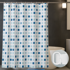 베러웰즈 물튐 방지 샤워 커튼, 블루스퀘어, 1개