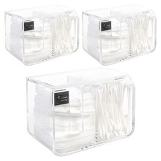 化妝棉棉花棒收納 Lux 收納盒, 透明, 3個