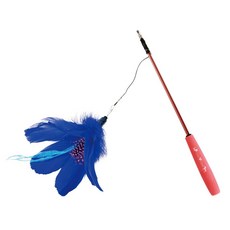 AmyCarol 伸縮吊桿花朵逗貓棒 EVA手柄碳纖維桿羽毛, 藍色, 1支