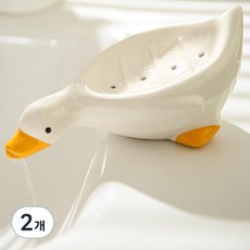 陶瓷鴨子排水肥皂架, 白色*2, 2個