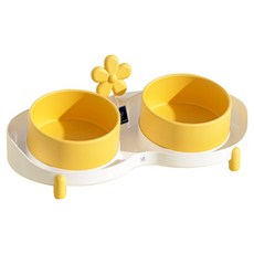 딩동펫 반려동물 클래식 15도 세라믹 2구 식기, 옐로우, 1개