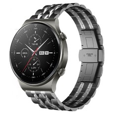 아이엠판다 갤럭시 액티브 1/2/워치3/워치4/워치4클래식 20mm 프리미엄 메탈 스트랩 (40/41/42mm 호환 가능), 실버블랙, 1개