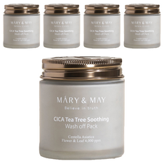 [純素保養] MARY&MAY 積雪草茶樹舒緩水洗式面膜 125g, 1入, 5個
