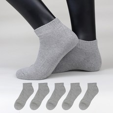 이지레그 남성용 이중쿠션 무지스포츠 런닝 단목 양말, 그레이, 5세트
