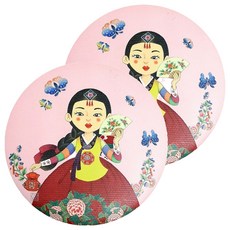 Design Gaanchae 雙面手鏡 Saekdong-Asi 韓服 75 x 75 mm, 粉色, 2個