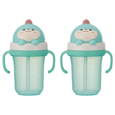 Edison Friends防漏立體吸管杯2, 300ml, 2個, 恐龍