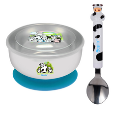 Basilic 貝喜力克 304不鏽鋼吸盤碗 附蓋 + 湯匙 260mL, 附蓋碗 + 湯匙, 混合顏色, 1組