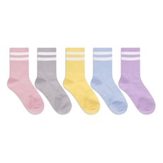 parkgoon 女款粉彩鬆緊帶中筒襪5雙組