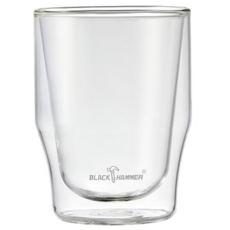 BLACK HAMMER 曲線雙層耐熱玻璃杯 320ml, 1個, 透明色