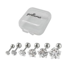 女式手術白色星星立方穿孔 6種 + 盒套裝