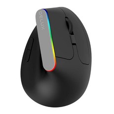 DELUX 垂直光學滑鼠 M618C RGB燈光 2.4G無線連接 靜音微動, 黑色