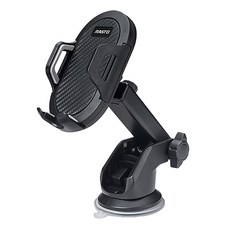 RASTO RN2 車用吸盤 + 出風口二合一手機支架 吸盤直徑6.5cm 支架臂長9.5~15.7cm, 黑色, 1組