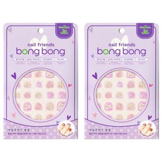 Bong Bong Friends Nail Friends Bong Bong 8歲以上青少年用黏貼式美甲, 亮片粉紅玫瑰, 2個