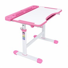 E-home JOJO喬喬兒童升降成長桌 附燈+書架 符合SGS國際甲醛低含量P2標準 開放式分隔離置物槽 防潑水MDF材質 桌腳印製尺寸刻度, 粉紅色