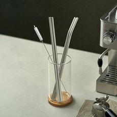 ERSTEBAHNHOF 不鏽鋼吸管清潔刷 直式 30cm 2入 + 彎曲型 2入 + 清潔刷組, 1套