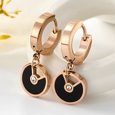 노이드비 여성용 써지컬스틸 원형에폭시 드롭귀걸이