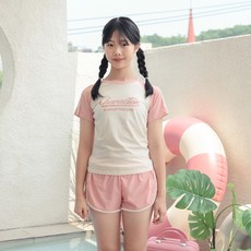 CocoDream 女青少年粉彩短袖短褲泳裝套裝 2525