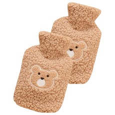 快速家居 防寒可愛保暖熱水袋 14 咖啡色熊頭 1000ml, 2個