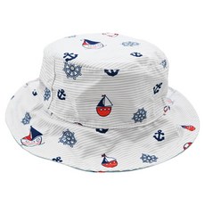 flapjackkids 兒童款雙面輕量遮陽帽 藍白雙面水手風格, 航海, 頭圍48~50cm 帽子繫帶30.5~33.5cm