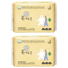 [비건라이프] 유기농본 내츄럴 생리대 날개형, 중형, 18개입, 2개