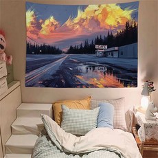 블럭마트 대형 패브릭 포스터, 노을카페