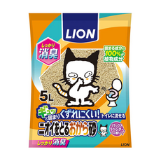 LION 獅王 除臭豆腐砂 5L, 易溶於水 可沖馬桶, 1包