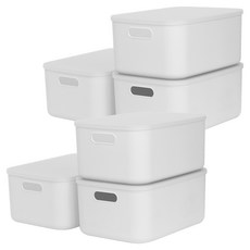 食品儲藏室生活收納箱 收納整理盒, 白色, 中(26.5 x 37 x 16.5 cm), 6個