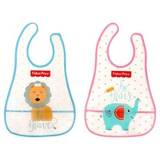 피셔프라이스 동물 이유식 턱받이, 하트사자 + 하트코끼리, 2개입, 1개