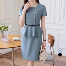 퀸이즈 여성용 포버튼 원피스 + 스카프 세트