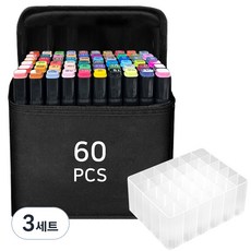 다다 알콜유성 트윈마카펜 60종 + 펜홀더 세트, 3세트, 60색