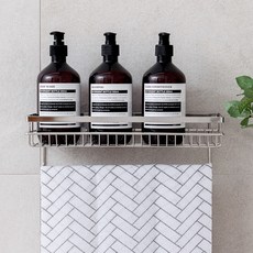 스파이더락 무타공 스마트접착 욕실 타올걸이 선반, 실버, 1개