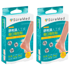 SureMed 舒利渼 人工皮傷口隱形貼 腳跟用 中傷口 6入, 2盒
