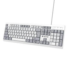 INTOPIC 廣鼎 有線雙色鍵帽鍵盤 KBD-96 104鍵 USB隨插即用, 白色 + 灰色, 薄膜式, 1個